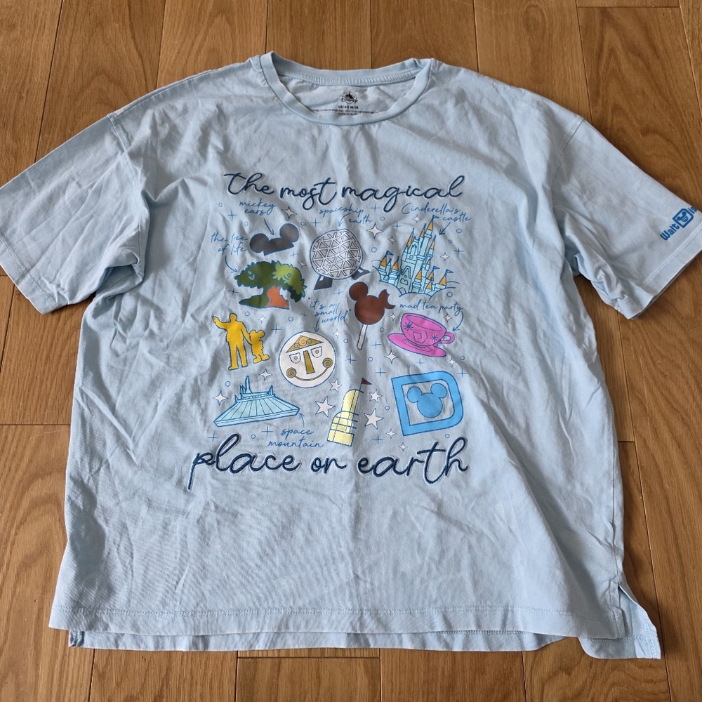 Disney Parks t-shirt featuring the slogan "The Most Magical Place on Earth" Blue - Picture 2 of 6